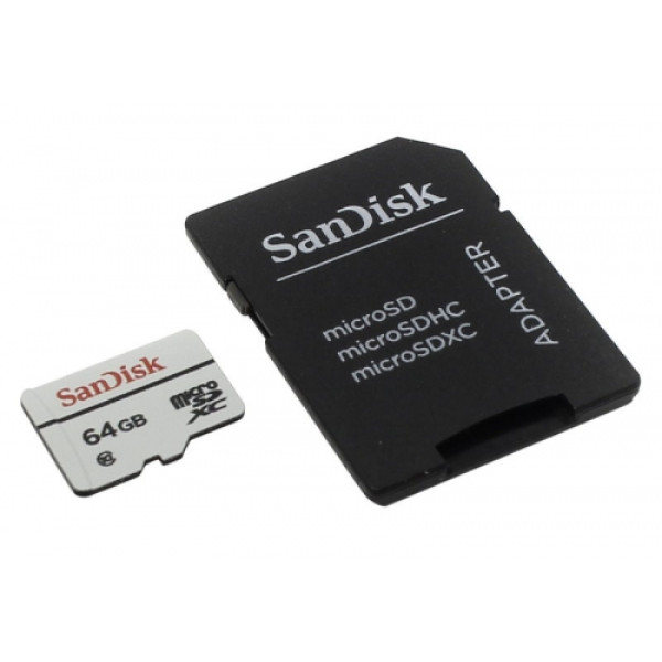 Карта пам'яті SanDisk 64 ГБ microSDXC C10 W20 МБ/с Висока витривалість для відеоспостереження
